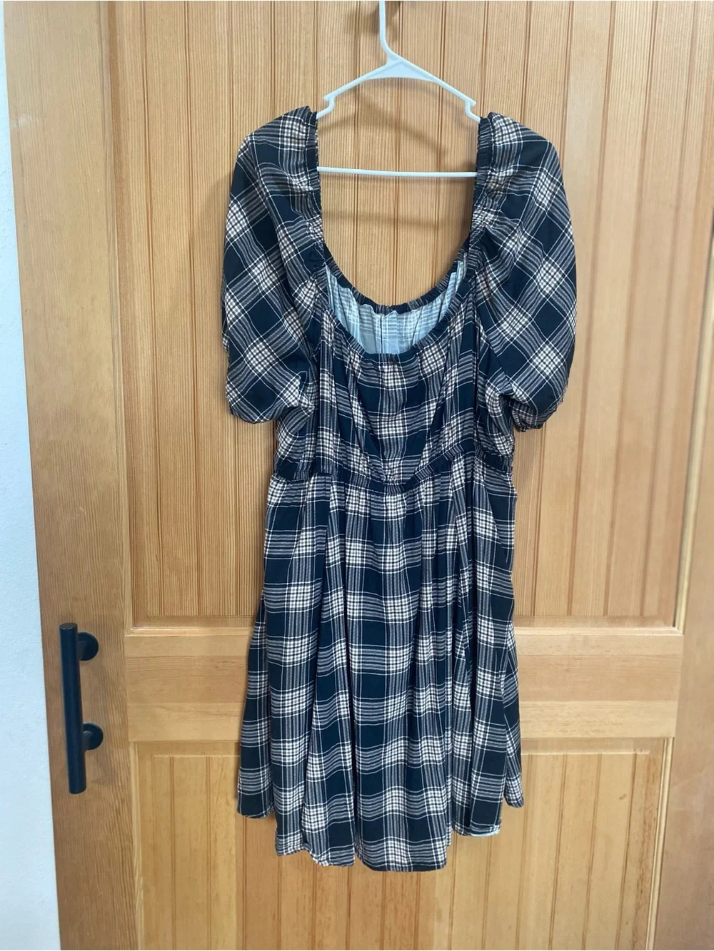 Torrid Black and Cream Plaid Square Neck Dress - Picture 5 of 7